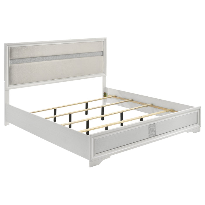 Miranda California King, E.King, Queen, Full, & Twin Bed Black & White - Furniture Land (Milwaukee, WI)