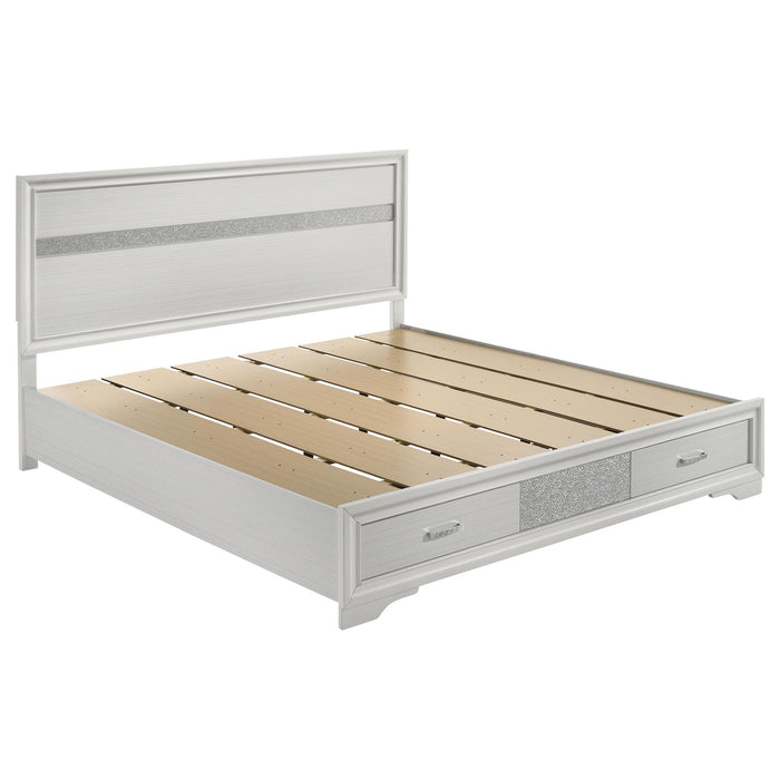 Miranda California King. E.King, & Queen 2-drawer Storage Bed Black & White - Furniture Land (Milwaukee, WI)