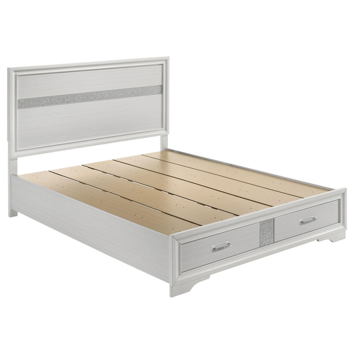 Miranda California King. E.King, & Queen 2-drawer Storage Bed Black & White - Furniture Land (Milwaukee, WI)