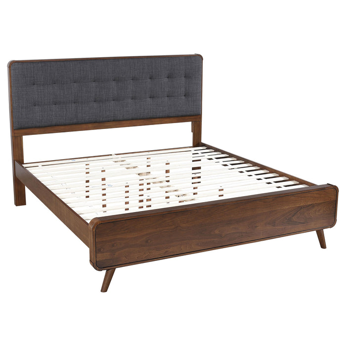 Robyn California King, E.King, & Queen Bed with Upholstered Headboard Dark Walnut - Furniture Land (Milwaukee, WI)