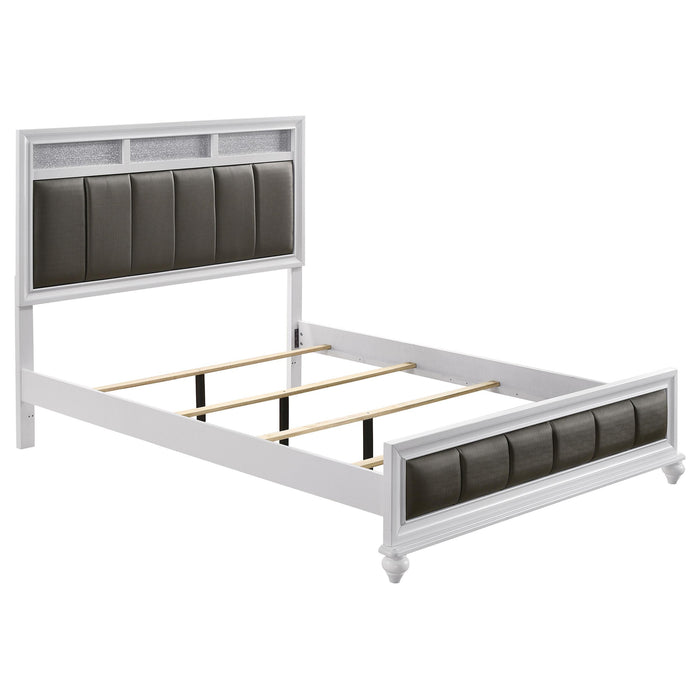 Barzini California King, E.King, & Queen Upholstered Panel Bed White - Furniture Land (Milwaukee, WI)