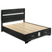 Miranda California King. E.King, & Queen 2-drawer Storage Bed Black & White - Furniture Land (Milwaukee, WI)