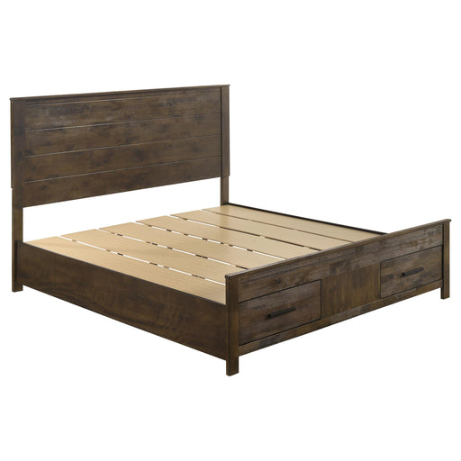 Woodmont Eastern King & Queen Storage Bed Rustic Golden Brown - Furniture Land (Milwaukee, WI)