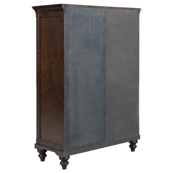 Andover 6-drawer Tempered Glass Door Chest Dark Oak - Furniture Land (Milwaukee, WI)