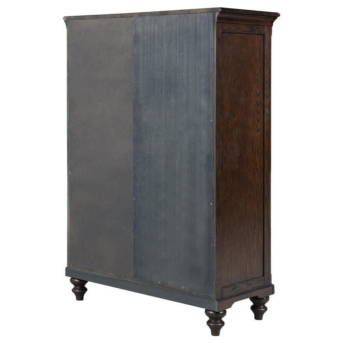 Andover 6-drawer Tempered Glass Door Chest Dark Oak - Furniture Land (Milwaukee, WI)