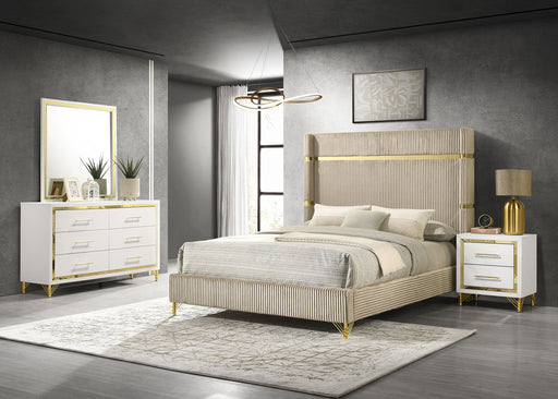 Lucia 4 & 5 Piece Bedroom Set King & Queen Beige & Grey - Furniture Land (Milwaukee, WI)