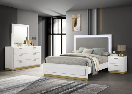 Caraway 4 Pc & Pc E.King, Cal.King, & Queen Bedroom Set Black & White - Furniture Land (Milwaukee, WI)