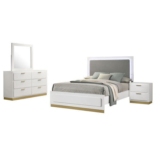 Caraway 4 Pc & Pc E.King, Cal.King, & Queen Bedroom Set Black & White - Furniture Land (Milwaukee, WI)