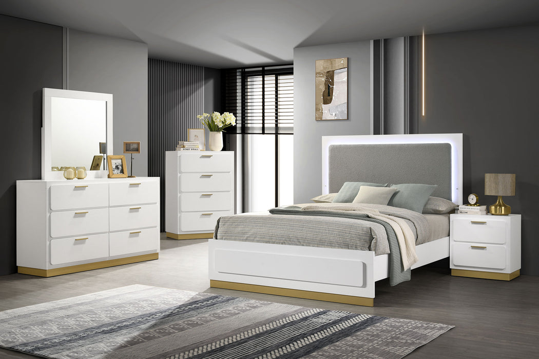 Caraway 4 Pc & Pc E.King, Cal.King, & Queen Bedroom Set Black & White - Furniture Land (Milwaukee, WI)