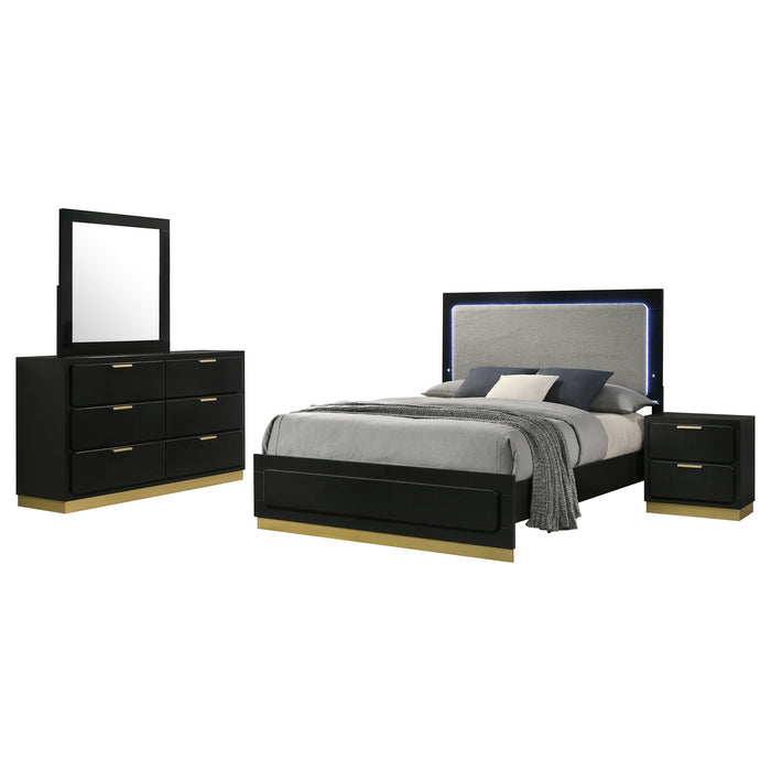 Caraway 4 Pc & Pc E.King, Cal.King, & Queen Bedroom Set Black & White - Furniture Land (Milwaukee, WI)