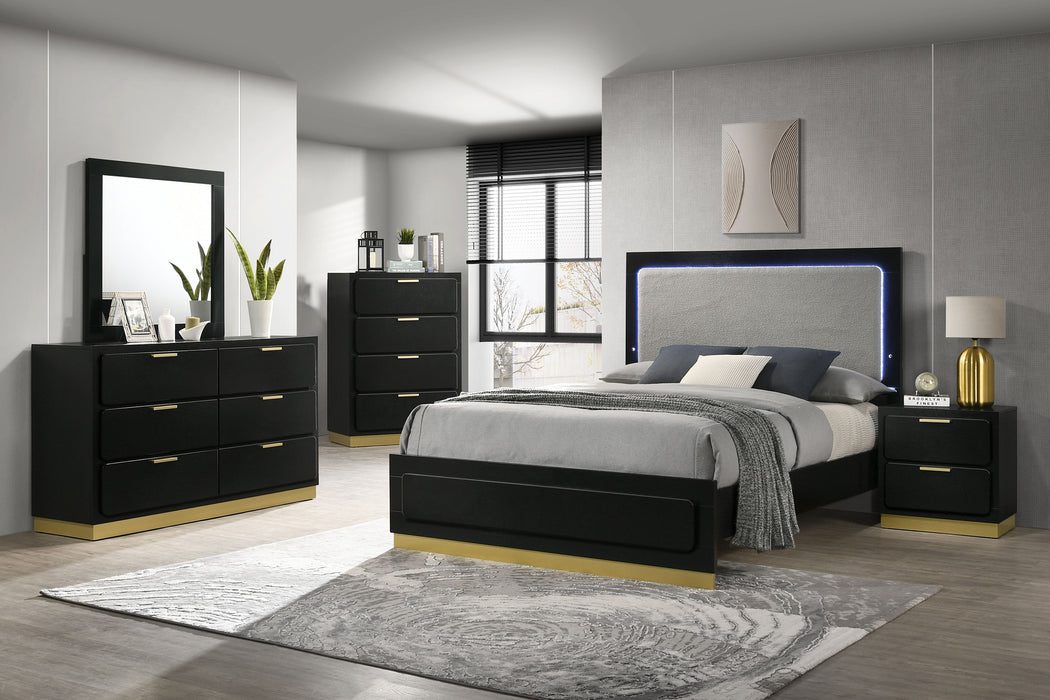 Caraway 4 Pc & Pc E.King, Cal.King, & Queen Bedroom Set Black & White - Furniture Land (Milwaukee, WI)