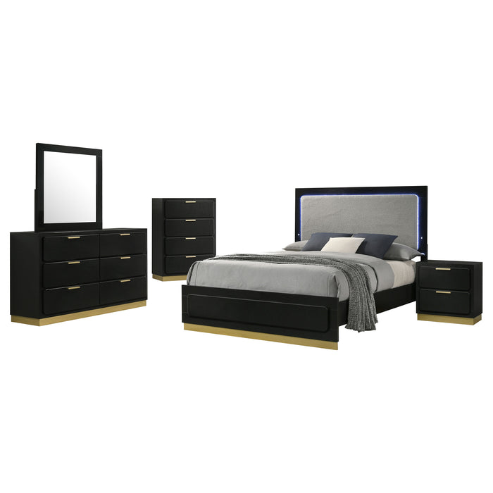 Caraway 4 Pc & Pc E.King, Cal.King, & Queen Bedroom Set Black & White - Furniture Land (Milwaukee, WI)