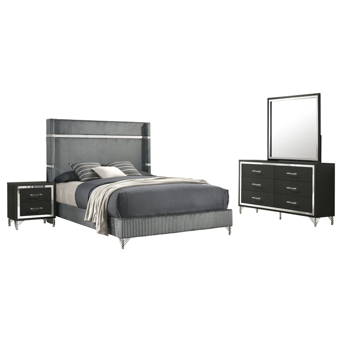 Lucia 4 & 5 Piece Bedroom Set King & Queen Beige & Grey - Furniture Land (Milwaukee, WI)