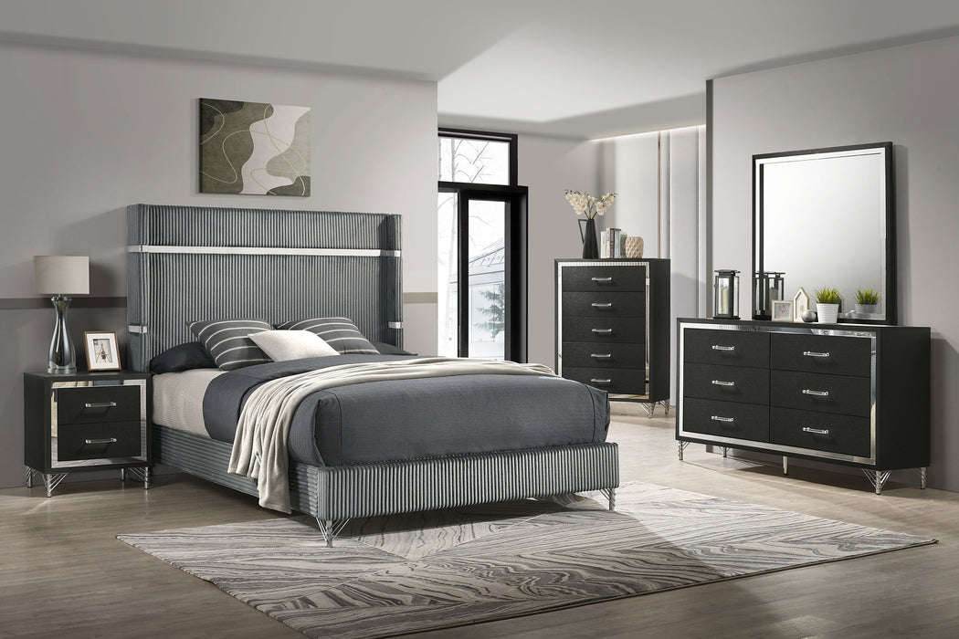 Lucia 4 & 5 Piece Bedroom Set King & Queen Beige & Grey - Furniture Land (Milwaukee, WI)