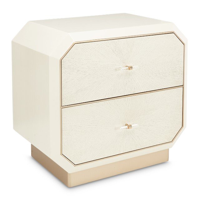 AICO La Rachelle Nightstand/End Table 2 Drawers in Medium Champagne - Furniture Land (Milwaukee, WI)