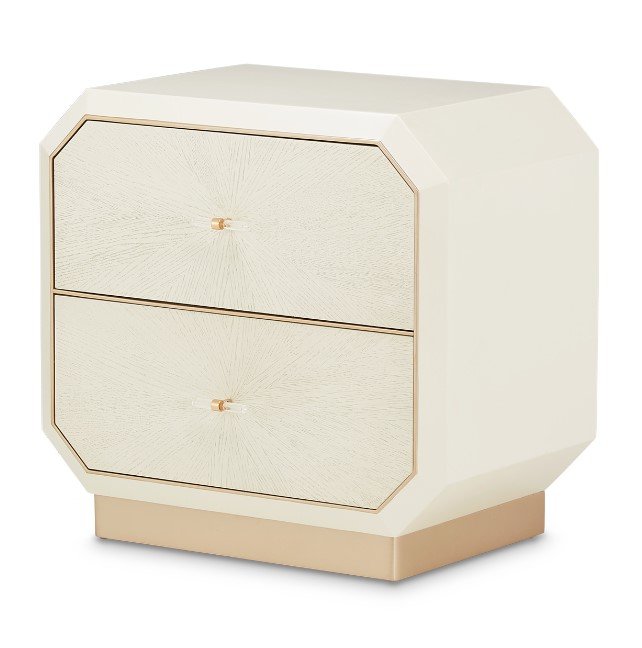 AICO La Rachelle Nightstand/End Table 2 Drawers in Medium Champagne - Furniture Land (Milwaukee, WI)