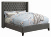 Bancroft Demi-wing Upholstered California King, E.King, Queen & Full Bed Grey - Furniture Land (Milwaukee, WI)