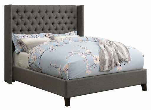 Bancroft Demi-wing Upholstered California King, E.King, Queen & Full Bed Grey - Furniture Land (Milwaukee, WI)