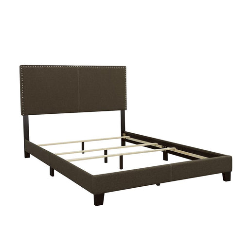 Boyd California King, King, & Queen Upholstered Bed with Nailhead Trim Charcoal & Grey - Furniture Land (Milwaukee, WI)