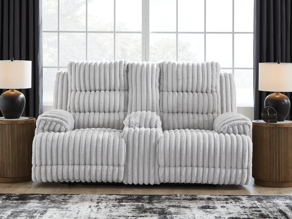 Rhines Falls Power Reclining Loveseat with Console - Furniture Land (Milwaukee, WI)