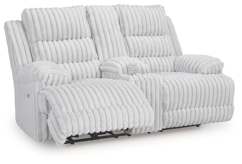 Rhines Falls Power Reclining Loveseat with Console - Furniture Land (Milwaukee, WI)