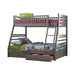 Ashton Twin Over Full 2-drawer Bunk Bed Cappuccino, White, Navy, Honey, & Brown - Furniture Land (Milwaukee, WI)