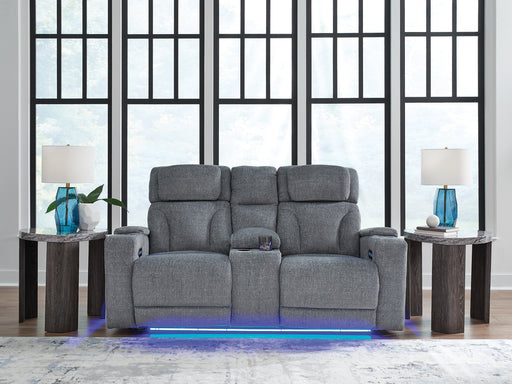 Studio Cave Power Reclining Loveseat with Console - Furniture Land (Milwaukee, WI)
