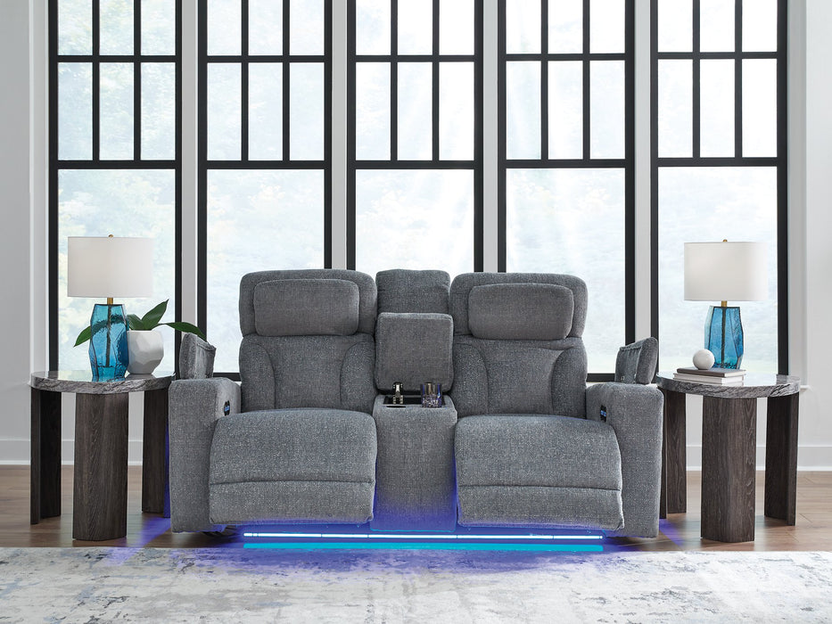 Studio Cave Power Reclining Loveseat with Console - Furniture Land (Milwaukee, WI)