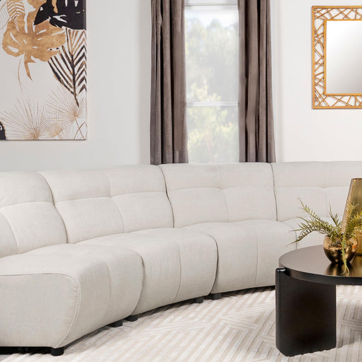 Charlotte Upholstered Curved Armless Chair Ivory - Furniture Land (Milwaukee, WI)
