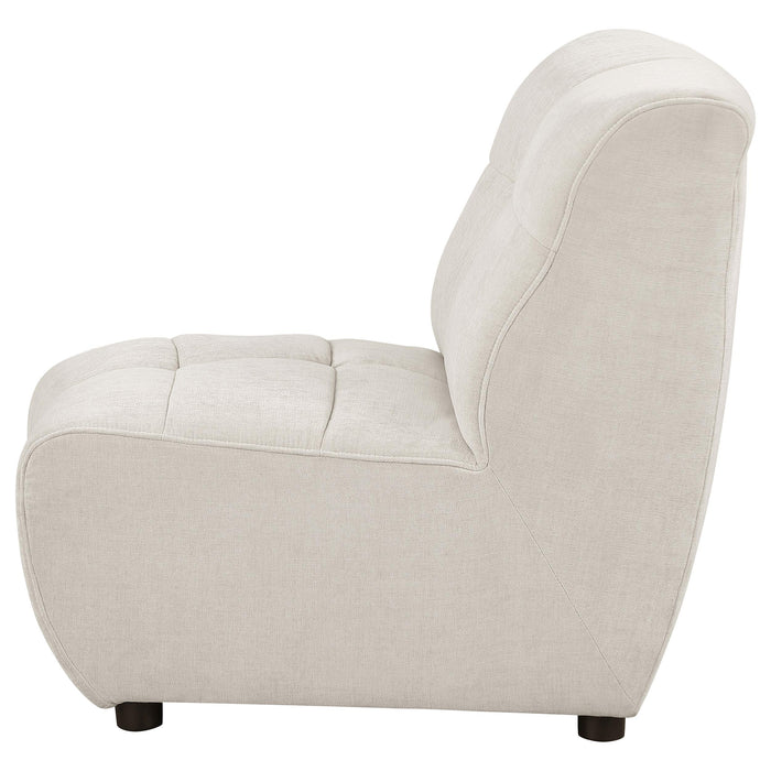 Charlotte Upholstered Curved Armless Chair Ivory - Furniture Land (Milwaukee, WI)