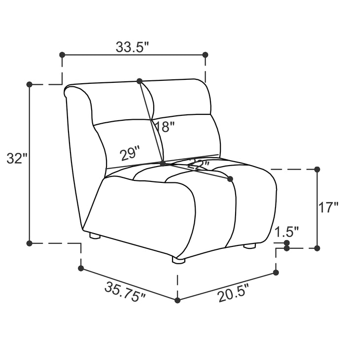 Charlotte Upholstered Curved Armless Chair Ivory - Furniture Land (Milwaukee, WI)