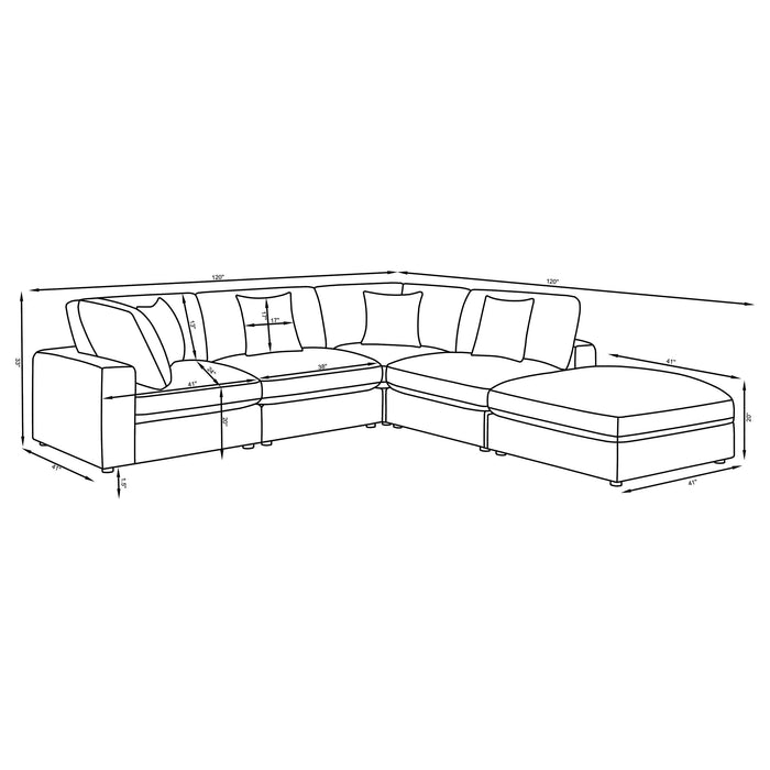 Serene 5-piece Upholstered Modular Sectional Sofa Beige - Furniture Land (Milwaukee, WI)