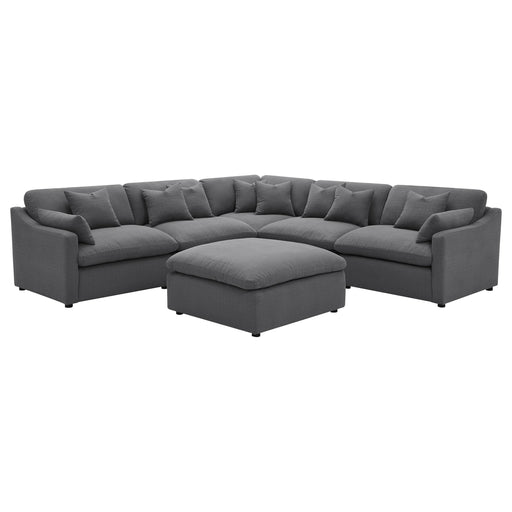 Hobson 6-piece Upholstered Modular Sectional Sofa Charcoal - Furniture Land (Milwaukee, WI)