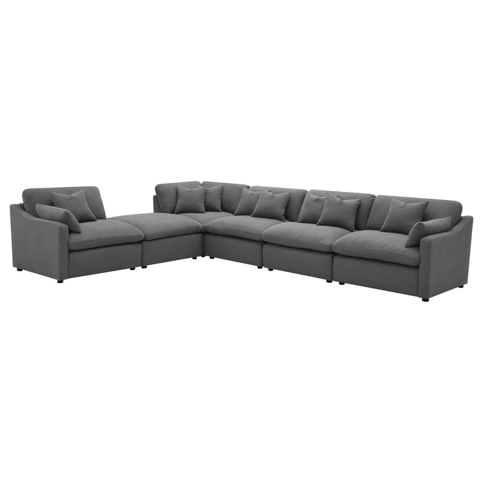 Hobson 6-piece Upholstered Modular Sectional Sofa Charcoal - Furniture Land (Milwaukee, WI)