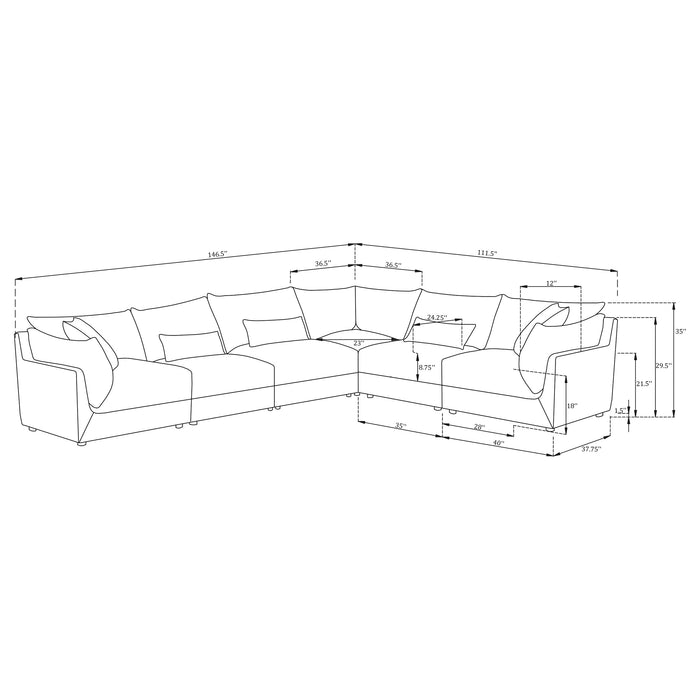 Sasha 6 Piece Sectionals - Furniture Land (Milwaukee, WI)