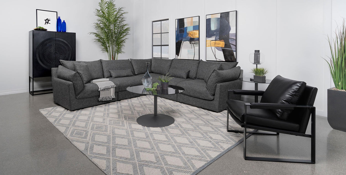 Sasha Upholstered Corner Chair Barely Black - Furniture Land (Milwaukee, WI)
