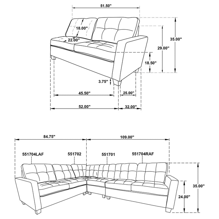 Georgina 5 Pc Stationary Sectionals Grey - Furniture Land (Milwaukee, WI)