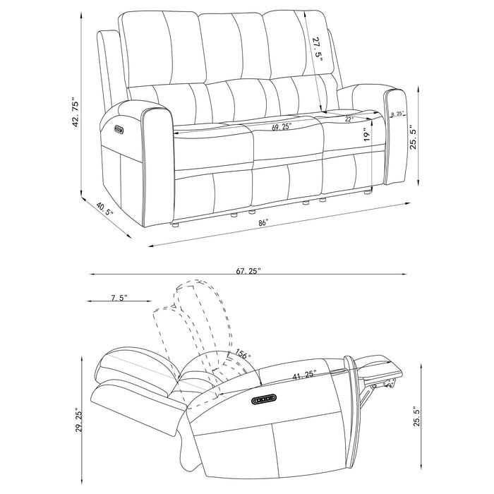Brickston Triple Power Reclining Sofa Set