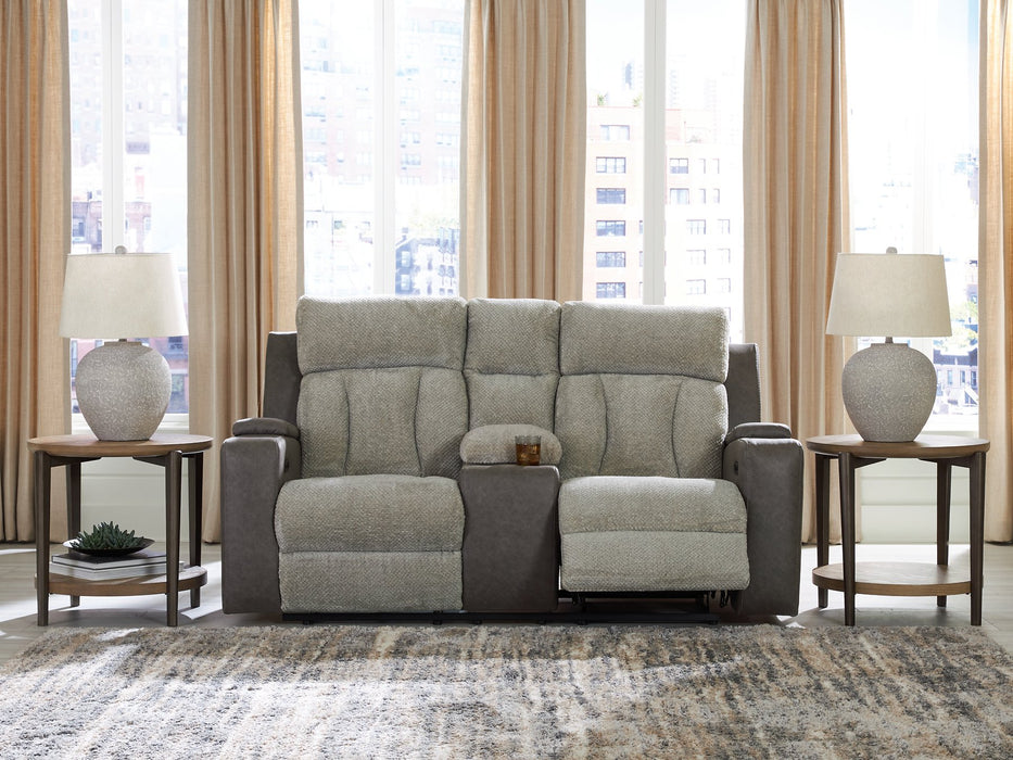 WhipLash Power Reclining Loveseat with Console - Furniture Land (Milwaukee, WI)