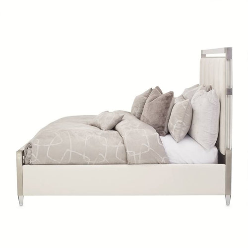 AICO Furniture Penthouse Queen Upholstered Platform Bed in Ash Gray - Furniture Land (Milwaukee, WI)