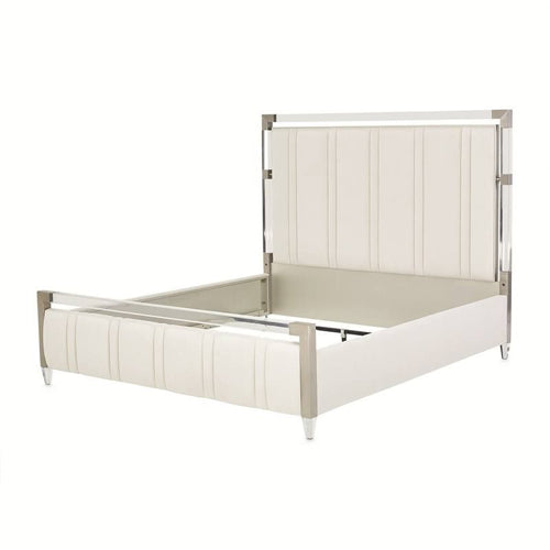 AICO Furniture Penthouse Queen Upholstered Platform Bed in Ash Gray - Furniture Land (Milwaukee, WI)