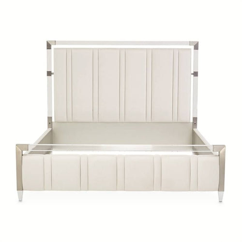 AICO Furniture Penthouse Queen Upholstered Platform Bed in Ash Gray - Furniture Land (Milwaukee, WI)