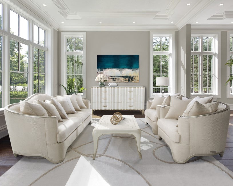 AICO London Place Sofa in Light Champagne - Furniture Land (Milwaukee, WI)