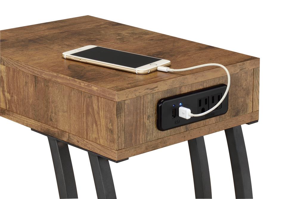 Troy Accent Table with Power Outlet Antique Nutmeg - Furniture Land (Milwaukee, WI)