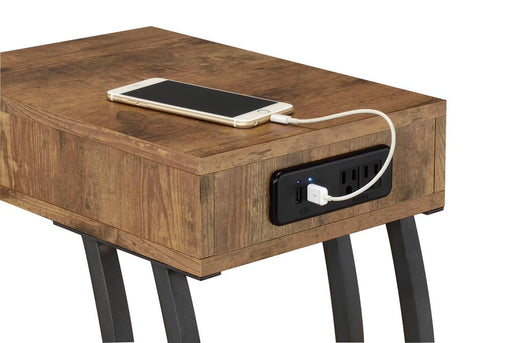 Troy Accent Table with Power Outlet Antique Nutmeg - Furniture Land (Milwaukee, WI)