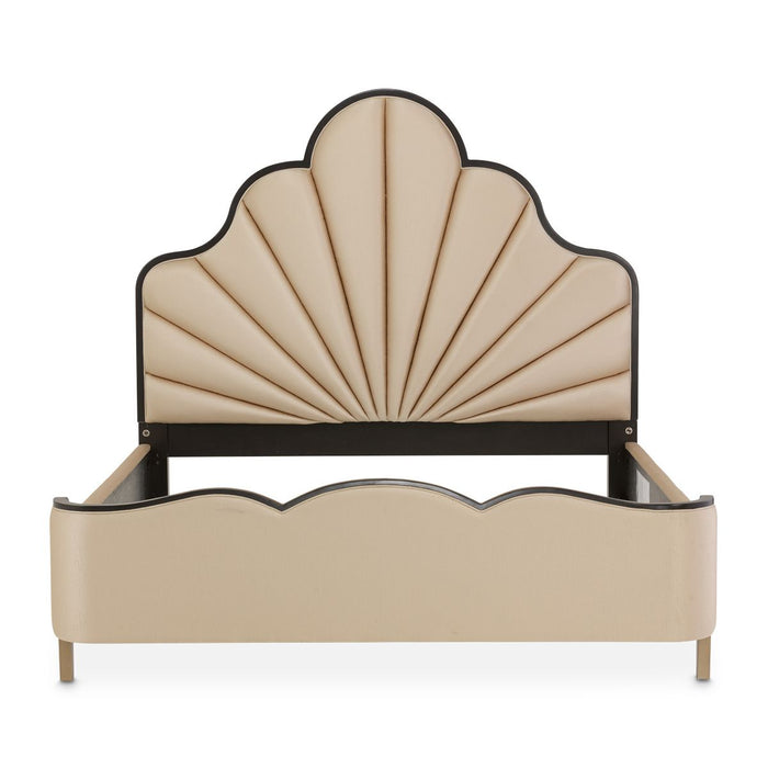 AICO Malibu Crest King Scalloped Panel Bed in Dark Espresso - Furniture Land (Milwaukee, WI)