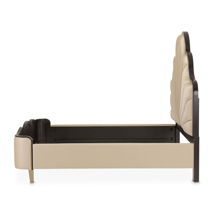 AICO Malibu Crest King Scalloped Panel Bed in Dark Espresso - Furniture Land (Milwaukee, WI)