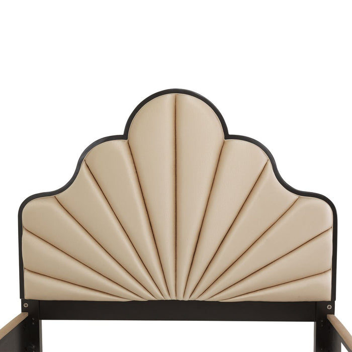 AICO Malibu Crest King Scalloped Panel Bed in Dark Espresso - Furniture Land (Milwaukee, WI)