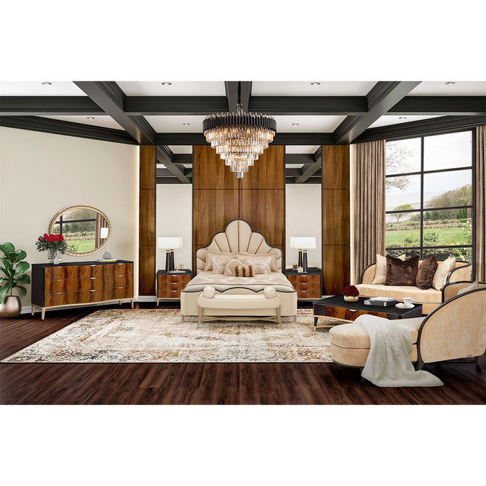 AICO Malibu Crest King Scalloped Panel Bed in Dark Espresso - Furniture Land (Milwaukee, WI)