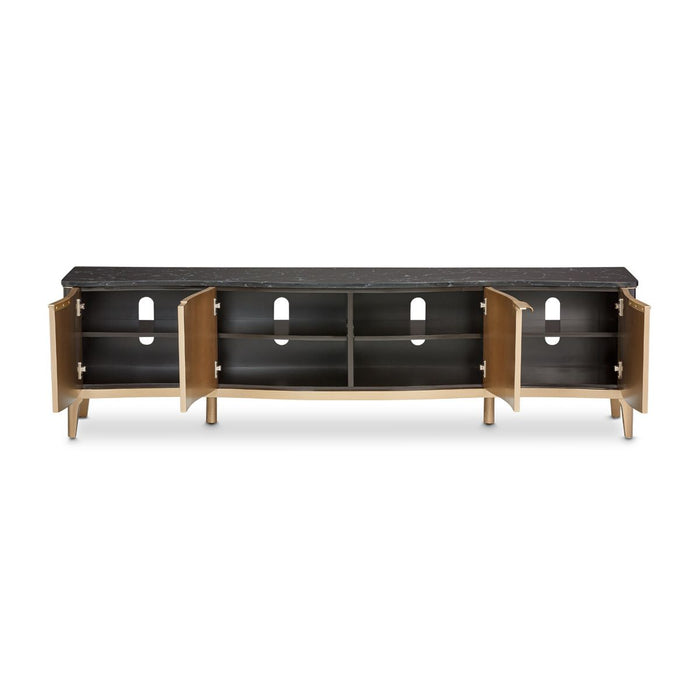 AICO Malibu Crest TV Console in Crotch Mahogany - Furniture Land (Milwaukee, WI)